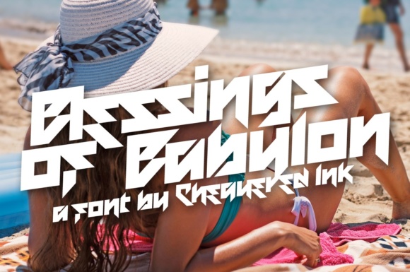 Blessings of Babylon: A Techno Display Font for Handmade Product Design